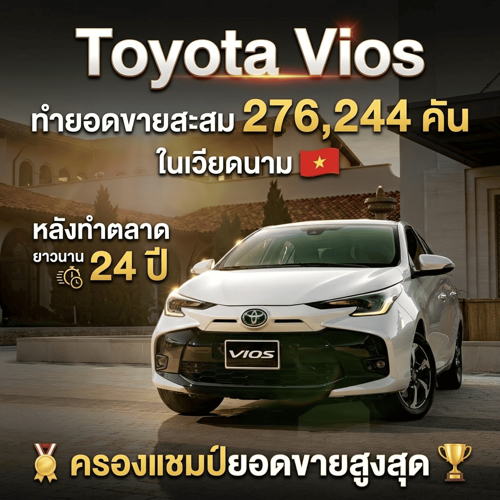 Toyota Vios ครองแชมป์ยอดขายสะสมสูงสุดในเวียดนาม หลังทำตลาดยาวนาน 24 ปี